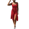 Women Bohemian Print Hem Split Fork Sleeveless Dresses A-line V-neck Elegant Summer Dress Backless Generous Camisole Vestidos