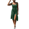 Women Bohemian Print Hem Split Fork Sleeveless Dresses A-line V-neck Elegant Summer Dress Backless Generous Camisole Vestidos