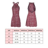 Women Boho Dress Floral Printed Halter Backless Sleeveless Hollow Bandage Sundress Slim Mini A Line Leaves Short Vestidos