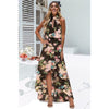 Women Boho Floral Print Long Party Dress Sexy Women Summer Halter Sundress Casual Off Shoulder Maxi Irregular Beach Dress 2023