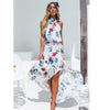 Women Boho Floral Print Long Party Dress Sexy Women Summer Halter Sundress Casual Off Shoulder Maxi Irregular Beach Dress 2023