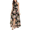 Women Boho Floral Print Long Party Dress Sexy Women Summer Halter Sundress Casual Off Shoulder Maxi Irregular Beach Dress 2023