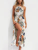 Women Boho Summer Dress 2023 Grace Casual Beach Sashes Floral Flower Sleeveless Loose Female Holiday Sexy Leaves Maxi Dress