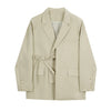 Women Bow Button Lace Up Big Size Blazer Lapel Long Sleeve Loose Fit  Jacket Tide Spring Autumn 2023 Office Female