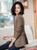 Women Brown High Street Plaid Female Blazer Autumn Single Breasted Office Lady Formal Suit Business Classic Chic  Coat