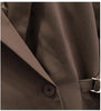 Women Brown Pocket Big Size Blazer Lapel Long Sleeve Loose Fit Jacket Tide Spring Autumn Designed Office Suits Coat
