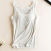 Women Built In Bra Padded Tank Top Female Modal Breathable Fitness Camisole Tops Solid Push Up Bra Vest Blusas Femininas