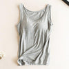 Women Built In Bra Padded Tank Top Female Modal Breathable Fitness Camisole Tops Solid Push Up Bra Vest Blusas Femininas