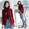 Women Burgundy Velvet Blazer Korea Casual Blazers Jackets Work Coat Outerwear Autumn Career Female Jacket Office Lady