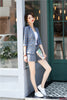 Women Business Suits Ladies Work Wear Blazer and Jacket Sets Blue Plaid Office Uniform Styles