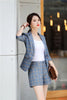 Women Business Suits Ladies Work Wear Blazer and Jacket Sets Blue Plaid Office Uniform Styles