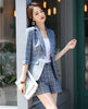 Women Business Suits Ladies Work Wear Blazer and Jacket Sets Blue Plaid Office Uniform Styles