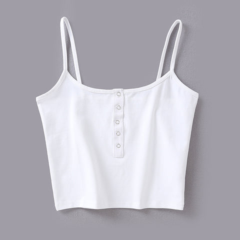 Women Button Front Crop Cami Top Fashion Camis
