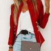 Women Button Zippered Blazer Stand Collar Jacket Work Office Coat JL