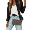 Women Button Zippered Blazer Stand Collar Jacket Work Office Coat JL
