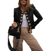Women Buttons Blazers Leather Long Sleeve Biker Casual Short Coat Top Ladies Autumn Winter Streetwear Female Outwear New