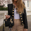 Women Buttons Blazers Leather Long Sleeve Biker Casual Short Coat Top Ladies Autumn Winter Streetwear Female Outwear New
