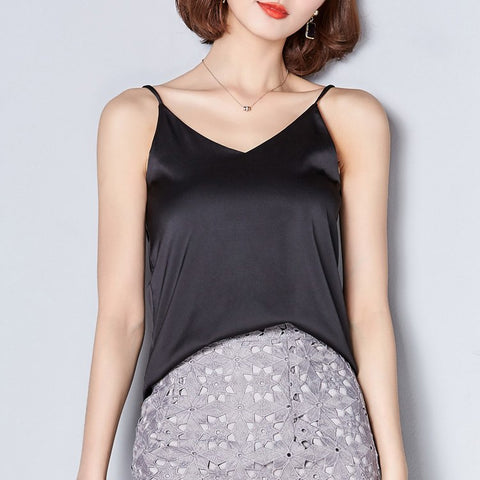 Women Camis Silk Crop Top Women Camisole 2022 Summer Style Sexy Sleeveless Vest Slim White Halter Tank Top Roupas Femininas