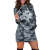 Women Camouflag Skull Print Mini Dress Hoodies Sweatshirt Oversize Long Sleeve Pullover Hooded Streetwear Sweatshirt #T2Q
