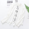 Women Cartoon Rabbit Panda Cat Bear Embroidery Cotton White Shirt Turn-Down Collar Button Up Cute Girls Blouse Feminina Blusa T9