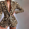 Women Casual Autumn Winter Short Commute Suit Set Elegant Slim Long Sleeves Printed Lapel Jacket Shorts Streetwear Sets