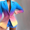 Women Casual Autumn Winter Short Commute Suit Set Elegant Slim Long Sleeves Printed Lapel Jacket Shorts Streetwear Sets