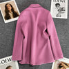 Women Casual Blazer Double Breasted Suit Jacket Korean Version Pure Color Loose Suit Jacket Simple Office Ladies Tops