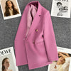 Women Casual Blazer Double Breasted Suit Jacket Korean Version Pure Color Loose Suit Jacket Simple Office Ladies Tops