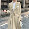 Women Casual Blazer Skirt Suits 2 Piece Sets Blazers And Skirts Female Elegant Solid Two Pieces Suit Set Clothes Autumn 2023