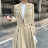 Women Casual Blazer Skirt Suits 2 Piece Sets Blazers And Skirts Female Elegant Solid Two Pieces Suit Set Clothes Autumn 2023