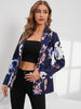 Women Casual Floral Print Single Button Blazer Spring Fall  Button Front  Lapel Suit