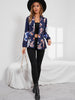 Women Casual Floral Print Single Button Blazer Spring Fall  Button Front  Lapel Suit