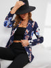 Women Casual Floral Print Single Button Blazer Spring Fall  Button Front  Lapel Suit