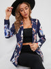 Women Casual Floral Print Single Button Blazer Spring Fall  Button Front  Lapel Suit