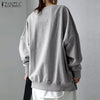 Women Casual Long Sleeve Hollow Out Blouse ZANZEA Vintage O Neck Hoodies 2022 Autumn Loose Button Sweatshirt  Irregular Pullover