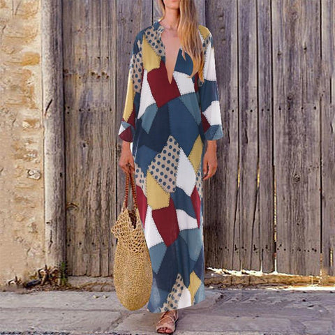 Women Casual Loose Dress Baggy Gypsy Kaftan Summer Long Maxi Beach Dress Sundress Plus Size XXXL