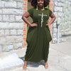 Women Casual Loose Dress Pocket  O Neck Short Sleeve T-Shirt Dress Plus Size Faith Letters Print Female Street Dress