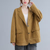 Women Casual Loose Short Suit Jacket Thin Urban All-Match Temperament Elegant  Office Ladies Pocket Green Blazers