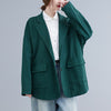 Women Casual Loose Short Suit Jacket Thin Urban All-Match Temperament Elegant  Office Ladies Pocket Green Blazers