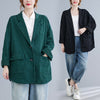 Women Casual Loose Short Suit Jacket Thin Urban All-Match Temperament Elegant  Office Ladies Pocket Green Blazers