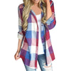 Women Casual Matching Color Long Sleeve Button Loose Plaid Shirt Blouse Top Casual New Arrival