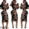 Women Casual O-neck Print Long Sleeve Bodycon Party Long Dress Ladies Sexy Striped Clubwear Dresses