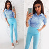Women Casual Off Shoulder Blue Striped Blouse Long Sleeve Turn Down Collar Shirt 2022 Autumn New Fashion Women Tops And Blouses