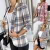 Women Casual Plaid Blazer Aautumn Long Sleeve Open Stitch Slim Blazer Coat Jackets 2023 Office Lady Blazers Outwear