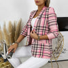 Women Casual Plaid Blazer Aautumn Long Sleeve Open Stitch Slim Blazer Coat Jackets 2023 Office Lady Blazers Outwear