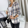 Women Casual Plaid Blazer Aautumn Long Sleeve Open Stitch Slim Blazer Coat Jackets 2023 Office Lady Blazers Outwear