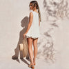 Women Casual Solid Loose Cotton Blend Rib Knitted Clothing Sets Lady Summer Sleeveless V Neck Tank Top + High Waist Short Pants