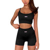 Women Casual Two-piece Clothes Set U-shaped Collar Sleeveless Crop Tops and Shorts Pink/ Black/ White 2023 Style