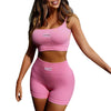 Women Casual Two-piece Clothes Set U-shaped Collar Sleeveless Crop Tops and Shorts Pink/ Black/ White 2023 Style
