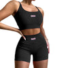 Women Casual Two-piece Clothes Set U-shaped Collar Sleeveless Crop Tops and Shorts Pink/ Black/ White 2023 Style